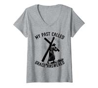 Donna Il Mio Passato Chiamato Grazia rispose a Gesù Cristianesimo Fede Maglietta con Collo a V