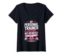 Donna Il Mio Personal Trainer è Fantastico ma Non può contare, Umorismo in Palestra Maglietta con Collo a V