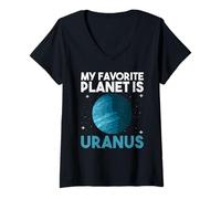Donna Il Mio Pianeta Preferito è Urano - Urano Planet Space Lover Maglietta con Collo a V