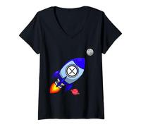 Donna Il mio piano di pensione è Ripple, Retro Hodl XRP Token Coin Maglietta con Collo a V