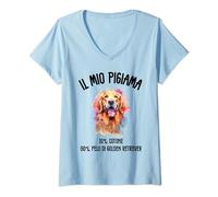 Donna Il Mio Pigiama - Cane Golden Retriever Regalo Divertente Maglietta con Collo a V