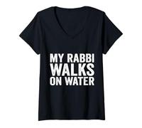 Donna Il mio rabbino cammina sull'acqua Maglietta con Collo a V