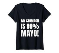 Donna Il Mio Stomaco è 99% Mayo! Maionese Divertente Maglietta con Collo a V