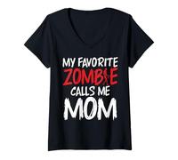 Donna Il mio Zombie preferito mi chiama Mamma di Zombie Maglietta con Collo a V