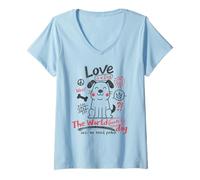 Donna Il Mondo ha Bisogno di Un Cane Love And Peace Cool Dog Lovers Design Maglietta con Collo a V