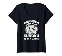 Donna Il nonno è il mio nome Sudoku è il mio gioco Maglietta con Collo a V