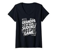 Donna Il nonno è il mio nome Sudoku è il mio gioco Maglietta con Collo a V