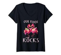 Donna Il Nostro Gregge Rocks Cool Pink Bird Lover Maglietta con Collo a V