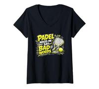 Donna Il Padel Mi Fa Dire Parolacce Padel Divertente Maglietta con Collo a V