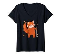 Donna Il Panda minore Gioca a Golf Bear Cat Maglietta con Collo a V