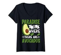 Donna Il paradiso è dove ci sono avocado Maglietta con Collo a V
