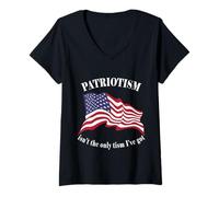 Donna Il patriottismo non è l'unico tismo che ho l'autismo della bandiera americana Maglietta con Collo a V