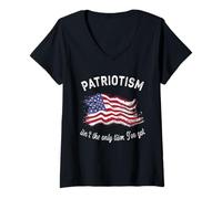 Donna Il patriottismo non è l'unico tismo che ho l'autismo della bandiera americana Maglietta con Collo a V