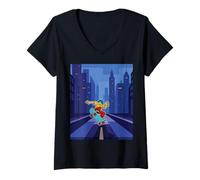 Donna Il Pattinatore Fa Skateboard Maglietta con Collo a V