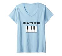 Donna Il Pianoforte attivato in modalità Pianoforte è la mia Pratica terapeutica Ora Maglietta con Collo a V