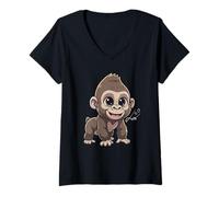 Donna Il Piccolo Gorilla | Prima Uscita Maglietta con Collo a V