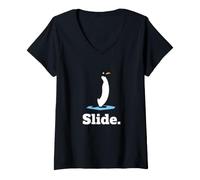 Donna Il Pinguino Slide Power Animal Maglietta con Collo a V