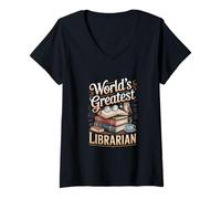 Donna il più grande bibliotecario Maglietta con Collo a V