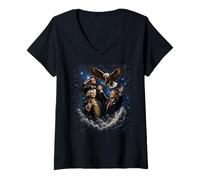 Donna Il Presidente Americano Lincoln Washington Reagan Patriotic Eagle Maglietta con Collo a V