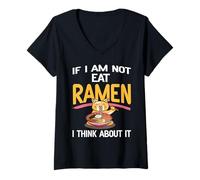 Donna Il Ramen Mi Rende Felice Non Te Divertente Gatto Maglietta con Collo a V
