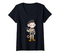 Donna Il Regista di Cute Monkey Human Job Maglietta con Collo a V