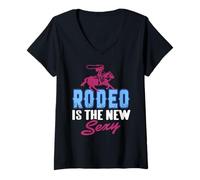 Donna Il Rodeo è il Nuovo Carisma Western Maglietta con Collo a V