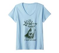 Donna Il Signore è Il Mio Pastore Non Voglio Gesù Cristo Dio Maglietta con Collo a V