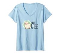 Donna Il Signore è Il Mio Pastore Salmo 23 Agnello di Pecora Maglietta con Collo a V