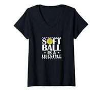 Donna Il softball è un motto dello stile di vita Maglietta con Collo a V