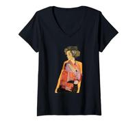 Donna Il sognatore ad Occhi Aperti (Gerti Schiele) di Egon Schiele (1911) Maglietta con Collo a V