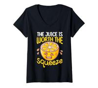 Donna Il succo vale la pena spremere il supporto alla limonata Maglietta con Collo a V