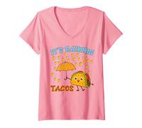 Donna Il Suo piovere Tacos martedì Bambini Cibo Messicano Divertente Cinco Mayo Maglietta con Collo a V