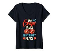 Donna Il Tavolo di Craps è Il Mio Posto Felice Gioco D'Azzardo Maglietta con Collo a V