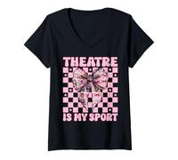Donna Il teatro è Il Mio Sport Il teatro è Il Mio teatro Comico drammatico Sportivo Maglietta con Collo a V