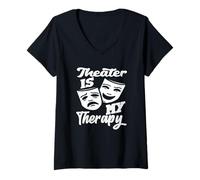 Donna Il teatro è la mia terapia Musical Lover Musical Maglietta con Collo a V