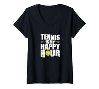 Donna Il Tennis è Il Mio Happy Hour Maglietta con Collo a V