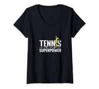 Donna Il Tennis è Il Mio superpotere Maglietta con Collo a V