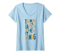 Donna Il Tuono accade Solo Quando piove Maglietta con Collo a V