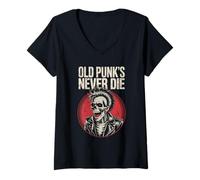 Donna Il vecchio punk non muore mai scheletro ribelle Maglietta con Collo a V
