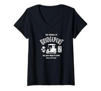 Donna Il villaggio di Bridgeport TV FL Golf Cart Design Maglietta con Collo a V