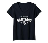 Donna Il villaggio di Santiago classico stile palme design Maglietta con Collo a V