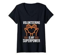Donna Il volontariato è Il Mio superpotere Volontariato Divertente Lavoro Senza Scopo di lucro Maglietta con Collo a V