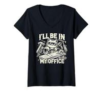 Donna I'll Be in My Office Carpentry Meme Cat Woodworker Maglietta con Collo a V