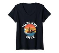 Donna ILL Be in My Office Divertente Jet Ski Sarcastico Maglietta con Collo a V