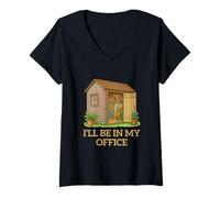 Donna I'll Be in My Office Garden Capannone Giardinaggio Amante Vintage Maglietta con Collo a V