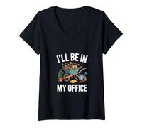 Donna ILL BE in My Office Giardinaggio Orto Maglietta con Collo a V