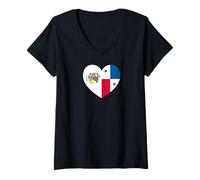 Donna Illinois and Panama Flags: Heart Shaped Unity Maglietta con Collo a V