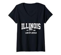 Donna Illinois Land of Lincoln Vintage Pride Maglietta con Collo a V