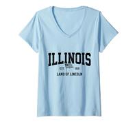 Donna Illinois Land of Lincoln Vintage Pride Maglietta con Collo a V