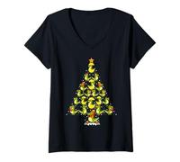 Donna Illuminazione Natalizia per Albero di Natale Crocodile Lover Xmas Maglietta con Collo a V